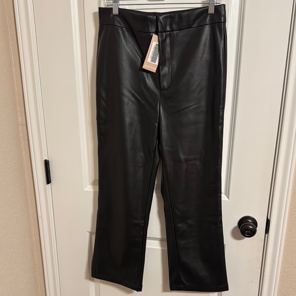 JustFab Black Flare Pants with Sleek Finish